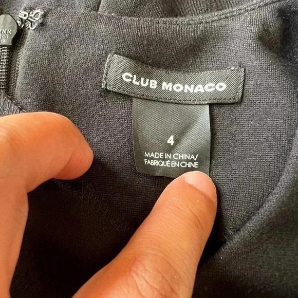 CLUB MONACO Size 4 Black  Loalla Ponte Bell Sleeve Dress - Picture 4 of 6